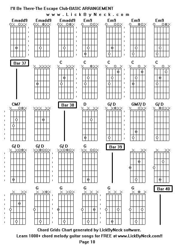 Chord Grids Chart of chord melody fingerstyle guitar song-I'll Be There-The Escape Club-BASIC ARRANGEMENT,generated by LickByNeck software.